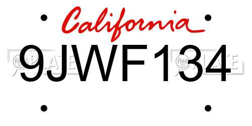 9JWF134 California License Plate