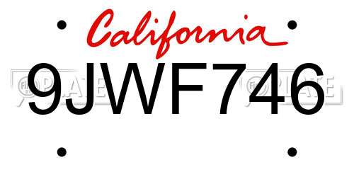 9JWF746 California License Plate