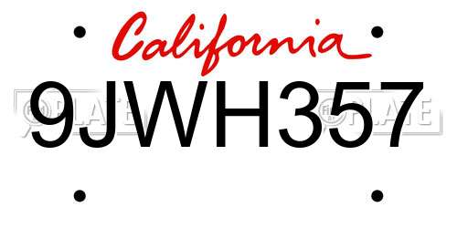 9JWH357 California License Plate