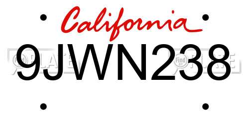 9JWN238 California License Plate