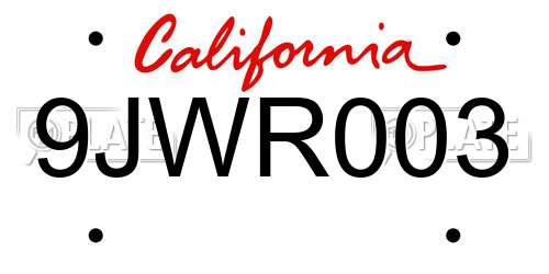 9JWR003 California License Plate