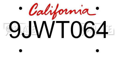 9JWT064 California License Plate
