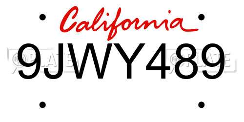 9JWY489 California License Plate