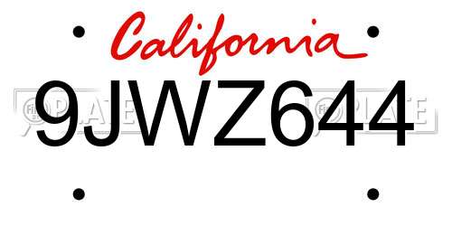 9JWZ644 California License Plate