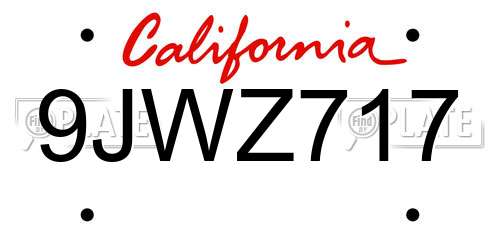 9JWZ717 California License Plate