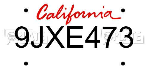 9JXE473 California License Plate
