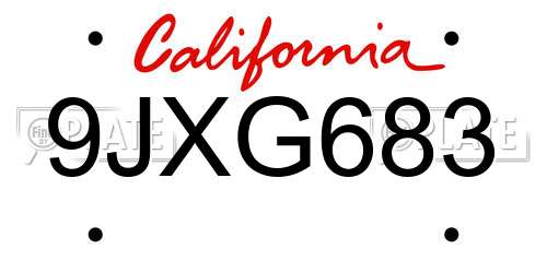 9JXG683 California License Plate