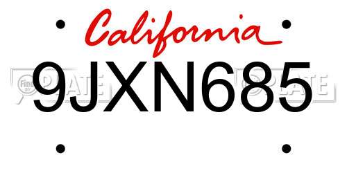 9JXN685 California License Plate