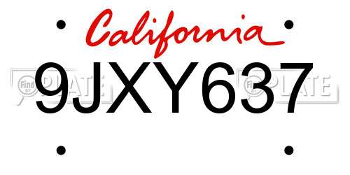 9JXY637 California License Plate