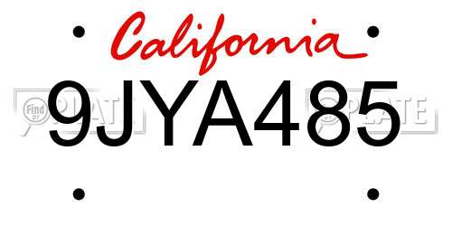 9JYA485 California License Plate