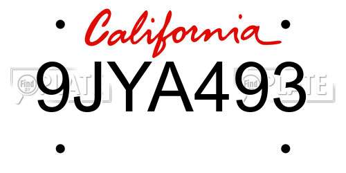 9JYA493 California License Plate