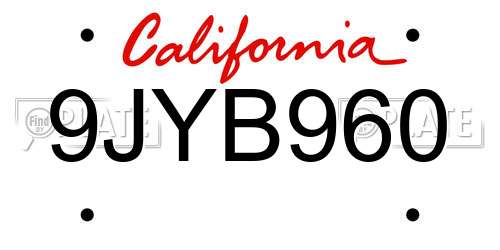 9JYB960 California License Plate