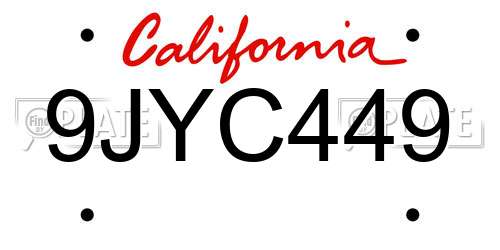 9JYC449 California License Plate