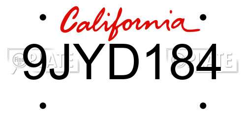 9JYD184 California License Plate