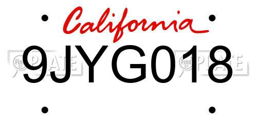 9JYG018 California License Plate