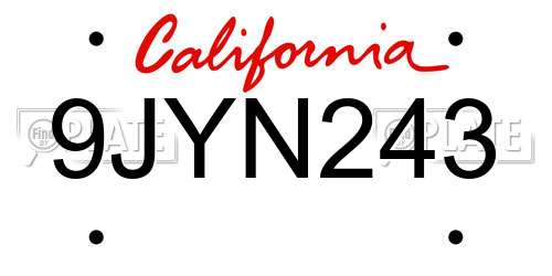9JYN243 California License Plate