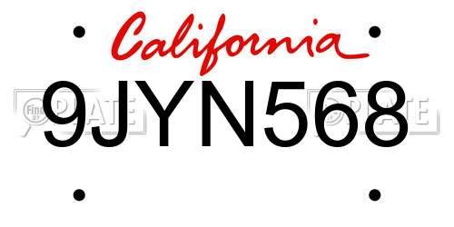 9JYN568 California License Plate