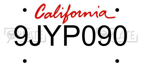 9JYP090 California License Plate