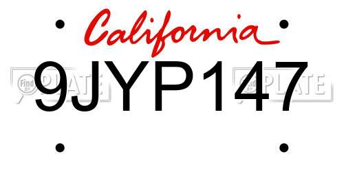9JYP147 California License Plate