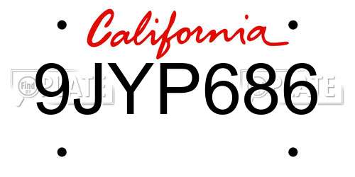9JYP686 California License Plate