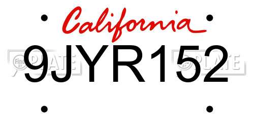 9JYR152 California License Plate