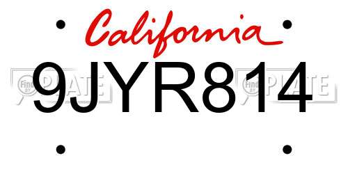 9JYR814 California License Plate