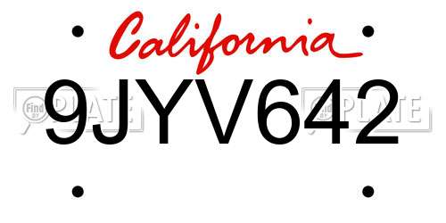 9JYV642 California License Plate