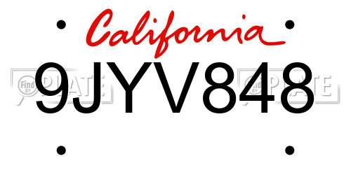 9JYV848 California License Plate