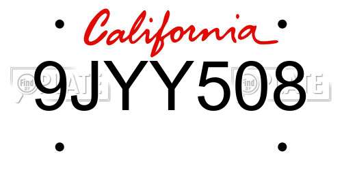 9JYY508 California License Plate