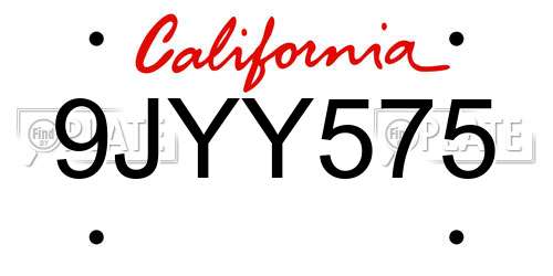 9JYY575 California License Plate