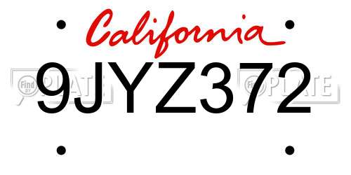 9JYZ372 California License Plate