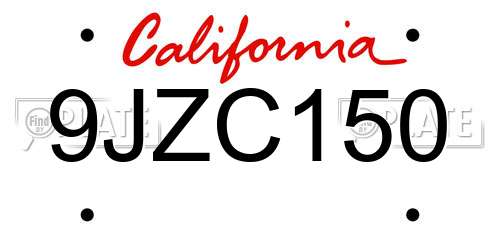 9JZC150 California License Plate