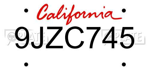 9JZC745 California License Plate