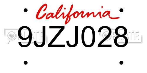 9JZJ028 California License Plate