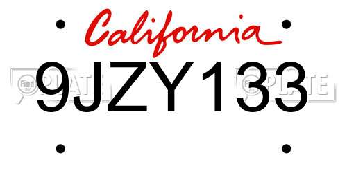 9JZY133 California License Plate