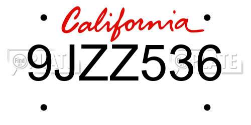 9JZZ536 California License Plate