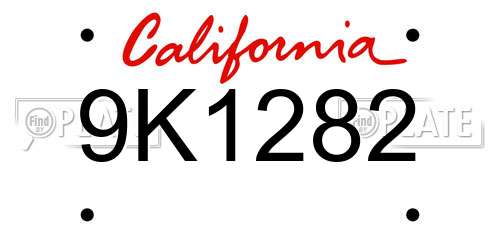9K1282 California License Plate