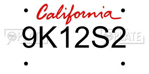 9K12S2 California License Plate