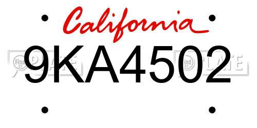 9KA4502 California License Plate