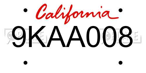 9KAA008 California License Plate