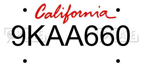 9KAA660 California License Plate