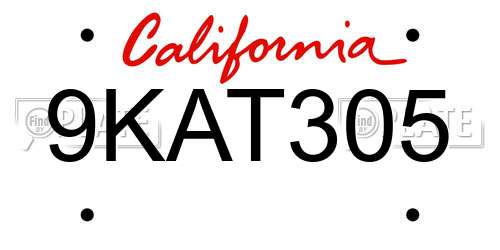 9KAT305 California License Plate