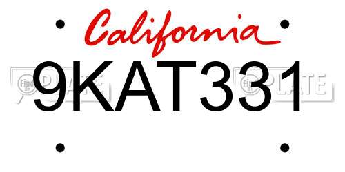 9KAT331 California License Plate