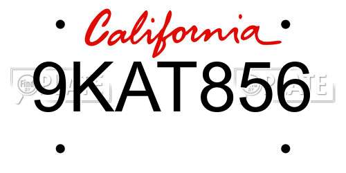 9KAT856 California License Plate