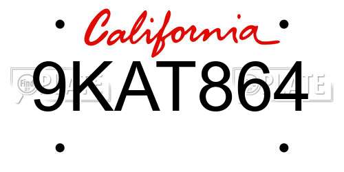 9KAT864 California License Plate