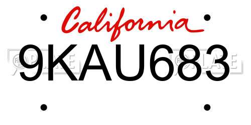 9KAU683 California License Plate