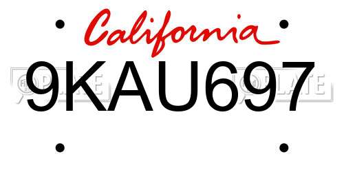 9KAU697 California License Plate
