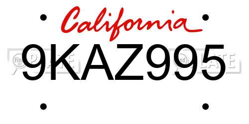 9KAZ995 California License Plate