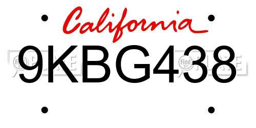 9KBG438 California License Plate