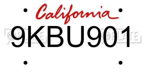 9KBU901 California License Plate